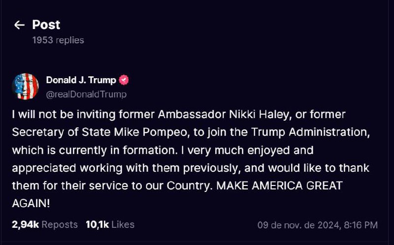 – Donald J. Trump megválasztott elnök azt mondja, hogy nem veszi be következő k...