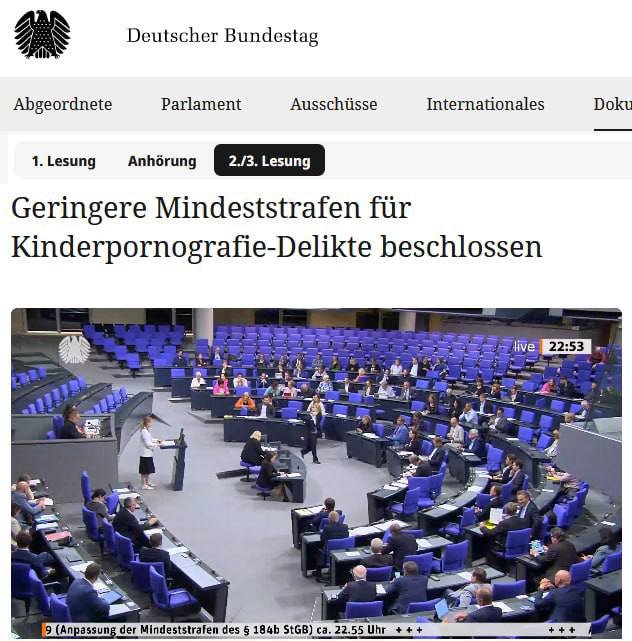 A Bundestag csökkenti a gyermekpornográfiáért járó minimális büntetéstCsütörtök ...