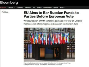 Az EU azt javasolja, hogy egy új szankciócsomag részeként tiltsák meg a pártok é...
