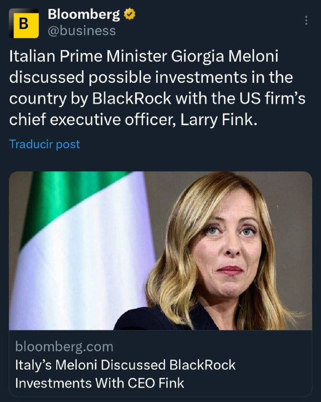 Giorgia Meloni olasz miniszterelnök a BlackRock lehetséges befektetéséről tárgya...