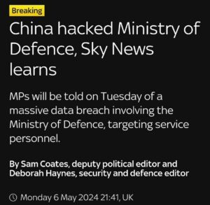 Kínai hackerek behatoltak a brit védelmi minisztérium szervereire, és ellopták ...