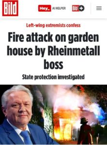 Németországban felgyújtották a Rheinmetall csoport vezetőjének házát Ukrajnába ...
