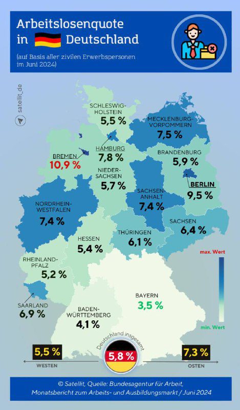 Növekszik a munkanélküliségi ráta NémetországbanA szövetségi foglalkoztatási hi...