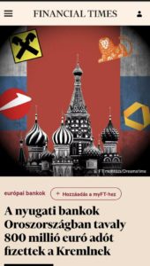 Az oroszországi nyugati bankok tavaly 800 millió euró adót fizettek a Kremlnek ...