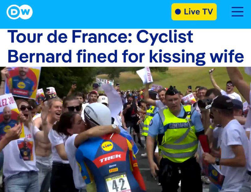 Megbírságolták a Tour de France kerékpárverseny egyik résztvevőjét azért, mert m...