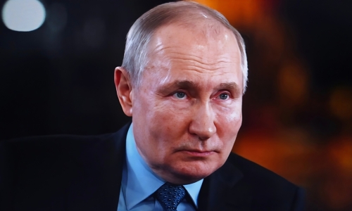 A,Portrait,Of,Vladimir,Putin,,The,President,Of,Russia,,Looking